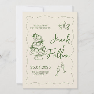 Elegant Handwritten Hand Drawn Minimalist Wedding Invitation