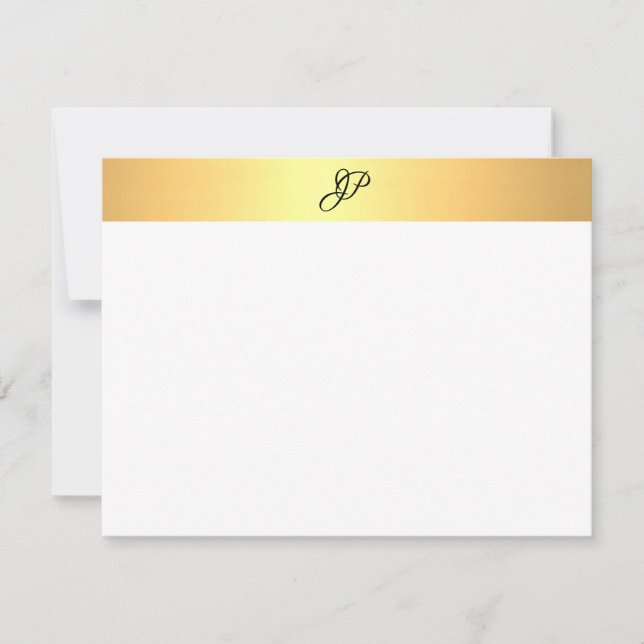 Elegant Handwritten Monogram Name Faux Gold Card (Front)