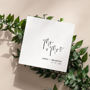 Elegant Handwritten Mr and Mrs Wedding Napkins