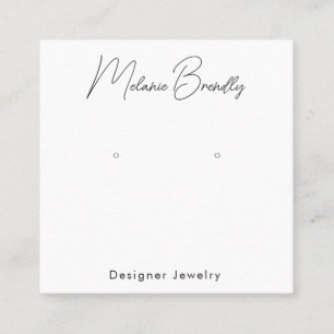 Elegant Handwritten Name Jewellery Earring Display Square Business Card