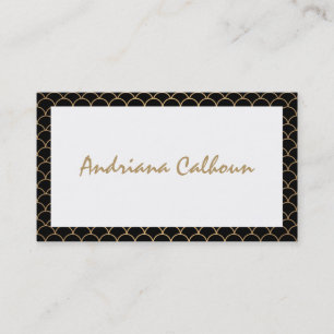 Elegant Handwritten Name with Art Deco Pattern Business Card