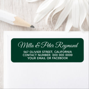 Elegant handwritten names with address green