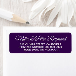 Elegant handwritten names with address purple