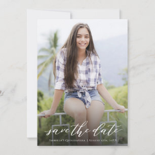Elegant Handwritten Quinceañera Save The Date