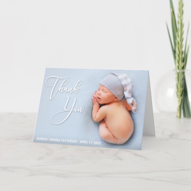 Elegant Handwritten Script | 2 Photo Thank You Card (Front)