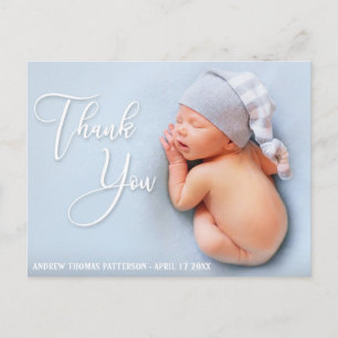 Elegant Handwritten Script   2 Photo Thank You Postcard