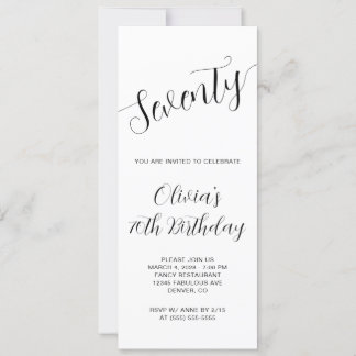 Elegant Handwritten Script 70th Birthday Invitation