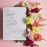 Elegant Handwritten Script Black White Wedding Save The Date<br><div class="desc">Announce your wedding with timeless elegance using this minimalist Save the Date card. Featuring a soft white background, flowing handwritten script, and clean modern type, this design is ideal for romantic, classic, or modern wedding themes. It’s a beautiful fit for spring and summer weddings or formal celebrations with a refined...</div>