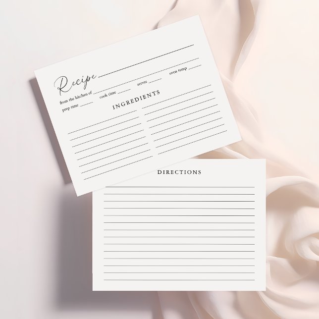 Elegant Handwritten Script Bridal Shower Recipe Enclosure Card (Creator Uploaded)