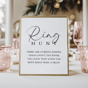 Elegant Handwritten Script Bridal Shower Ring Hunt Poster