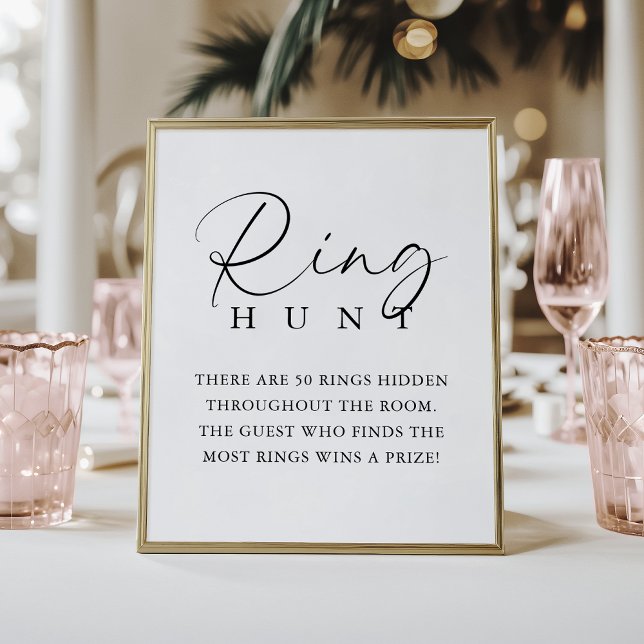 Elegant Handwritten Script Bridal Shower Ring Hunt Poster (Creator Uploaded)