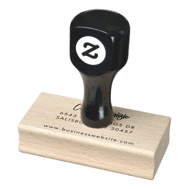 Elegant Handwritten Script Business Address Custom Rubber Stamp (Stamp)