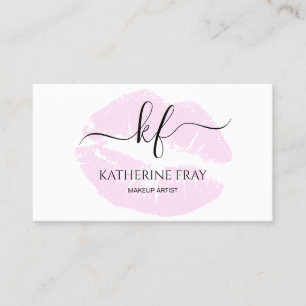 Elegant handwritten script calligraphy pink lips business card