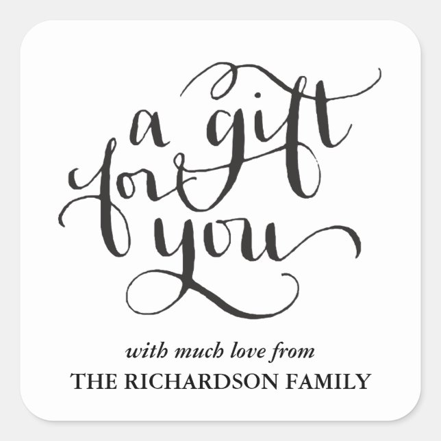 ELEGANT HANDWRITTEN SCRIPT GIFT TAG STICKERS (Front)