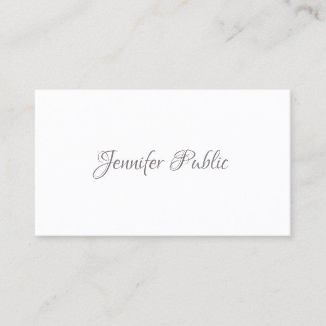 Elegant Handwritten Script Minimalist Modern Plain Business Card (Front)