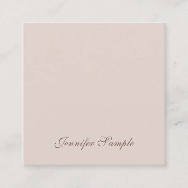 Elegant Handwritten Script Minimalist Plain Modern Square Business Card (Front)