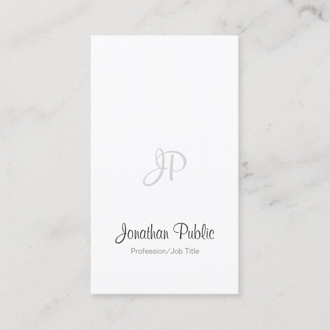 Elegant Handwritten Script Modern Monogram Simple Business Card (Front)