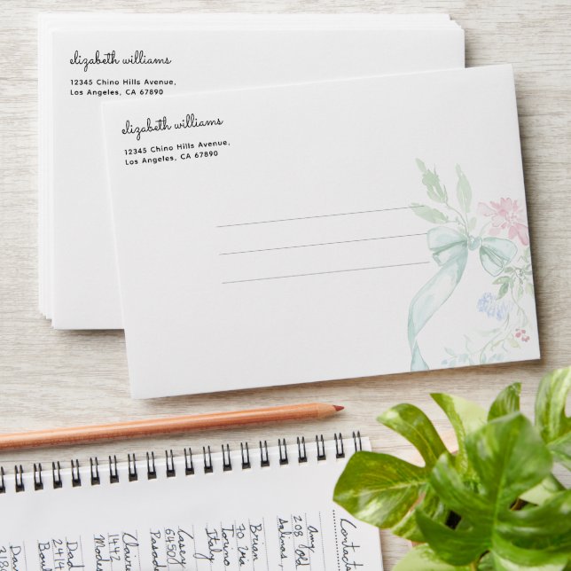 Elegant Handwritten Script Name Return Address Envelope (Stacked)