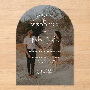 Elegant Handwritten Script Photo Arch Wedding  Acrylic Invitations