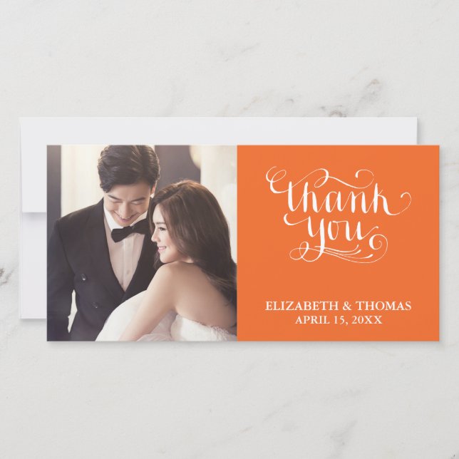 ELEGANT HANDWRITTEN SCRIPT PHOTO THANK YOU CARD (Front)
