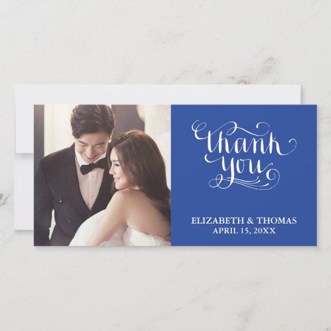 ELEGANT HANDWRITTEN SCRIPT PHOTO THANK YOU CARD (Front)