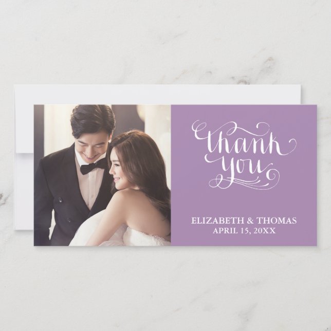 ELEGANT HANDWRITTEN SCRIPT PHOTO THANK YOU CARD (Front)