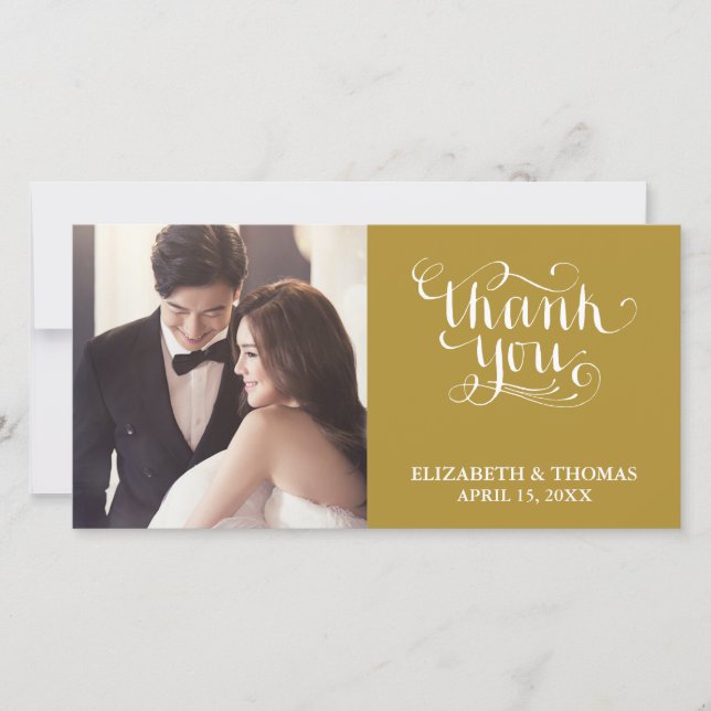 ELEGANT HANDWRITTEN SCRIPT PHOTO THANK YOU CARD (Front)