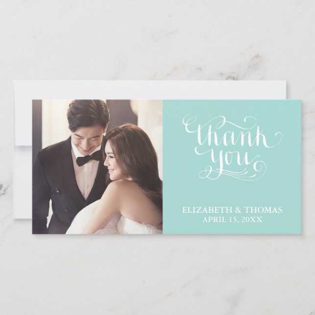 ELEGANT HANDWRITTEN SCRIPT PHOTO THANK YOU CARD (Front)