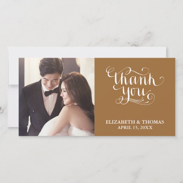 ELEGANT HANDWRITTEN SCRIPT PHOTO THANK YOU CARD (Front)