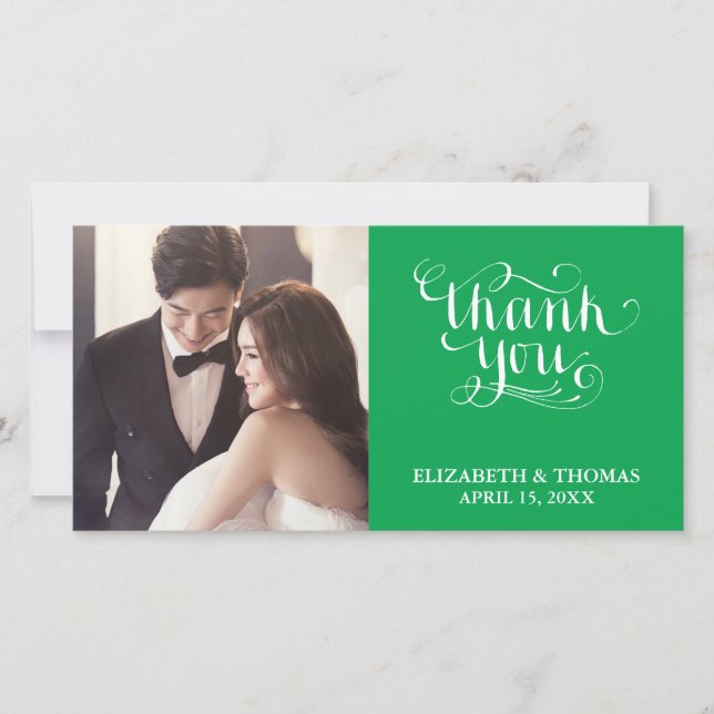 ELEGANT HANDWRITTEN SCRIPT PHOTO THANK YOU CARD (Front)