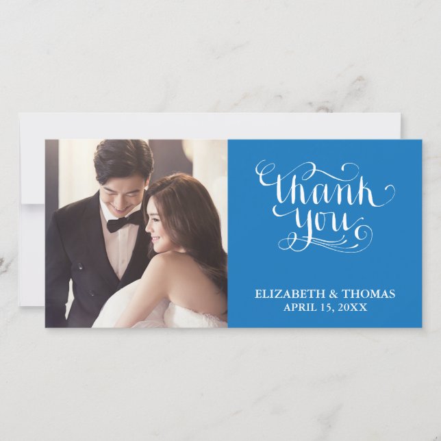 ELEGANT HANDWRITTEN SCRIPT PHOTO THANK YOU CARD (Front)