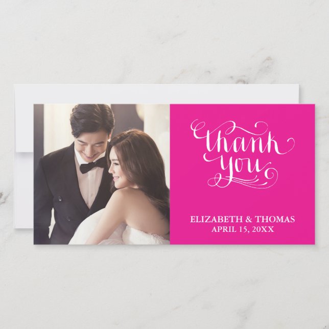 ELEGANT HANDWRITTEN SCRIPT PHOTO THANK YOU CARD (Front)