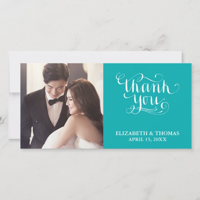 ELEGANT HANDWRITTEN SCRIPT PHOTO THANK YOU CARD (Front)