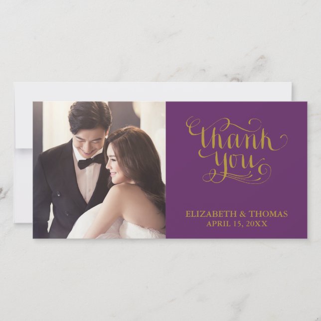 ELEGANT HANDWRITTEN SCRIPT PHOTO THANK YOU CARD (Front)