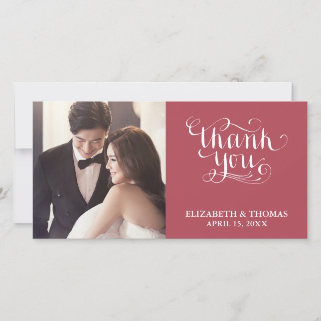 ELEGANT HANDWRITTEN SCRIPT PHOTO THANK YOU CARD (Front)