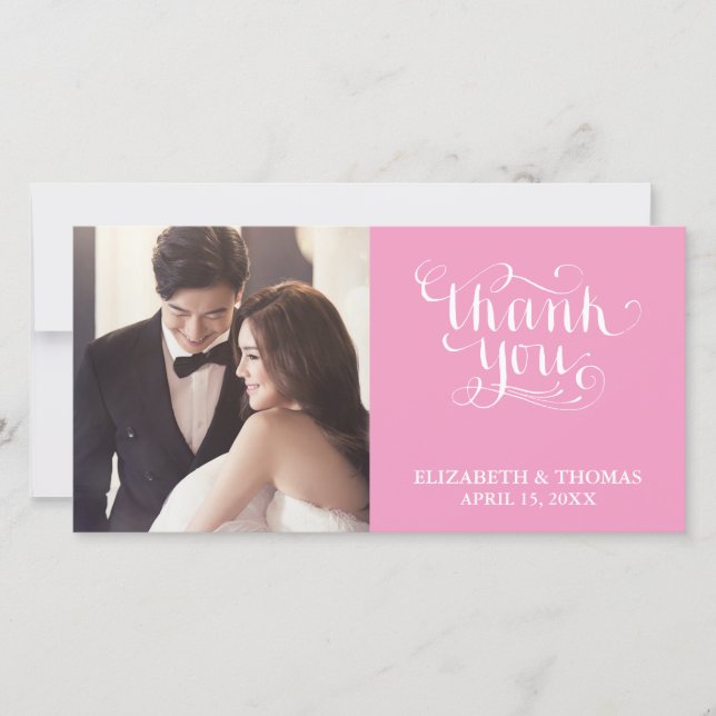 ELEGANT HANDWRITTEN SCRIPT PHOTO THANK YOU CARD (Front)