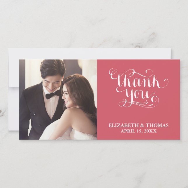 ELEGANT HANDWRITTEN SCRIPT PHOTO THANK YOU CARD (Front)