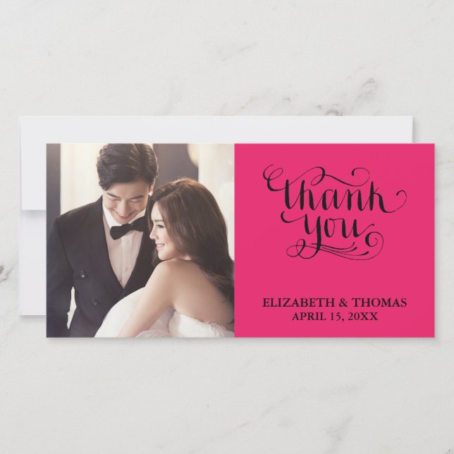 ELEGANT HANDWRITTEN SCRIPT PHOTO THANK YOU CARD (Front)