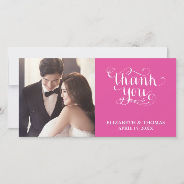 ELEGANT HANDWRITTEN SCRIPT PHOTO THANK YOU CARD (Front)