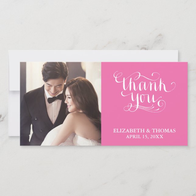 ELEGANT HANDWRITTEN SCRIPT PHOTO THANK YOU CARD (Front)