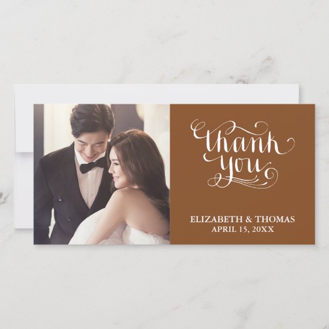 ELEGANT HANDWRITTEN SCRIPT PHOTO THANK YOU CARD (Front)