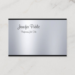 Elegant Handwritten Script Silver Look Clean Glam Business Card