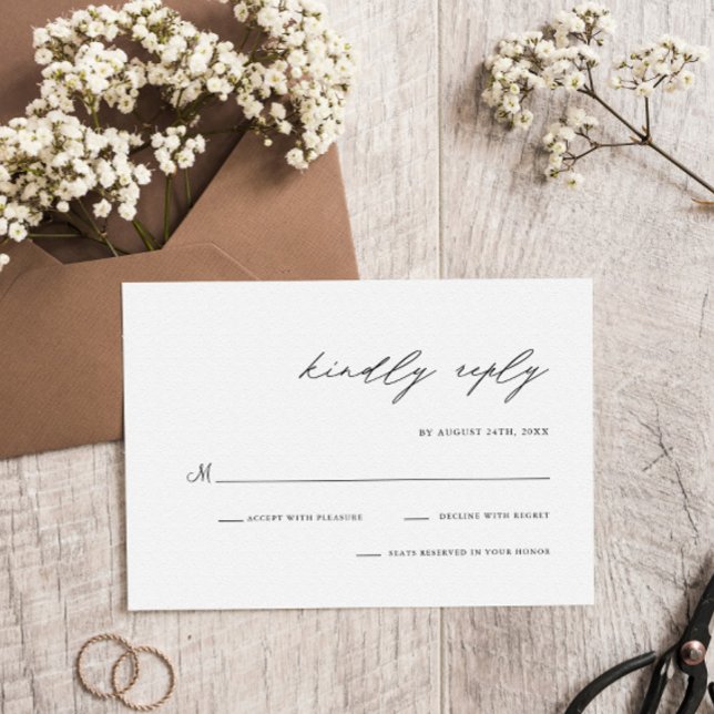 Elegant Handwritten Script Simple Modern Wedding RSVP Card (Creator Uploaded)