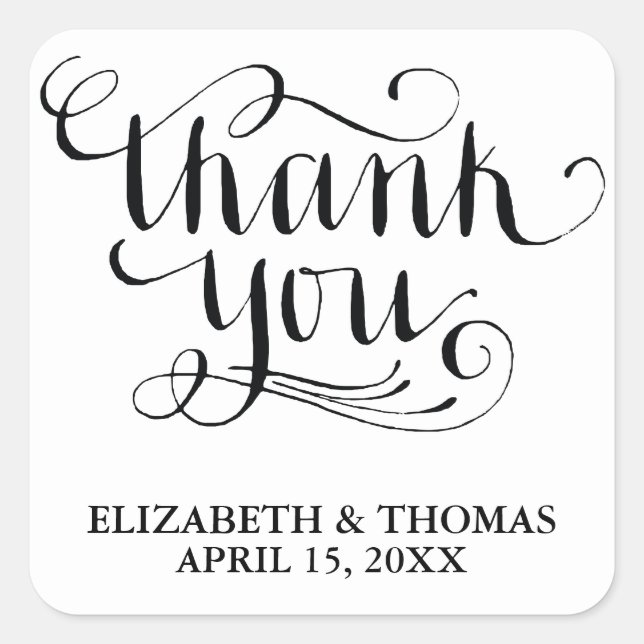 ELEGANT HANDWRITTEN SCRIPT THANK YOU STICKERS (Front)