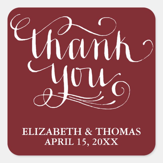 ELEGANT HANDWRITTEN SCRIPT THANK YOU STICKERS (Front)
