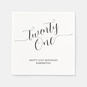Elegant Handwritten Script Twenty One Birthday Napkin