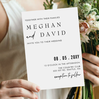 Elegant Handwritten Simple Black Wedding Invitatio Invitation