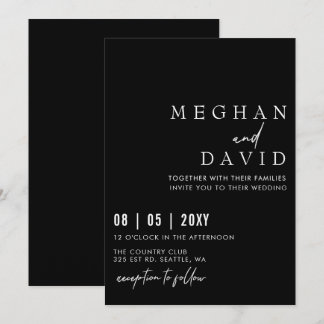 Elegant Handwritten Simple Black Wedding Invitation