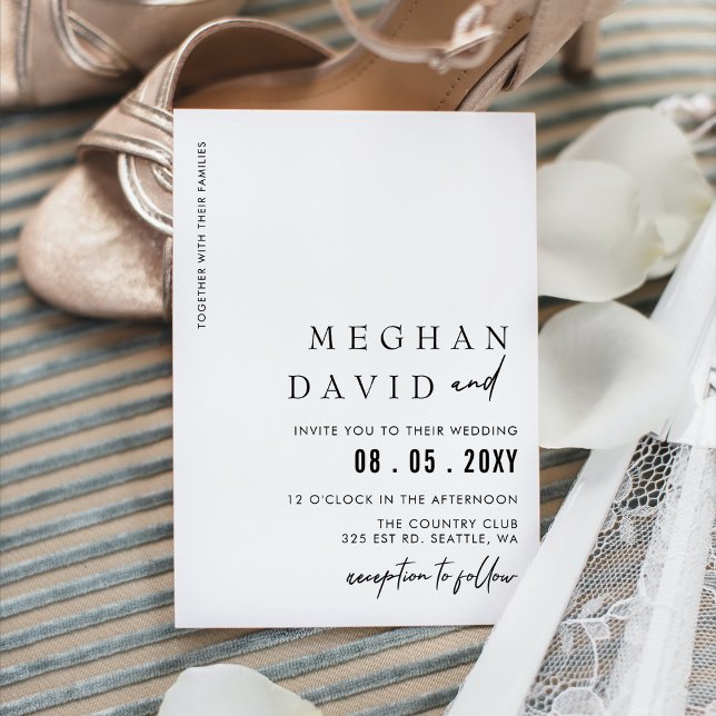 Elegant Handwritten Simple Black Wedding  Invitation (Creator Uploaded)