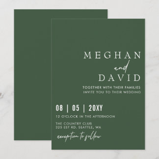 Elegant Handwritten Simple Green Wedding Invitation